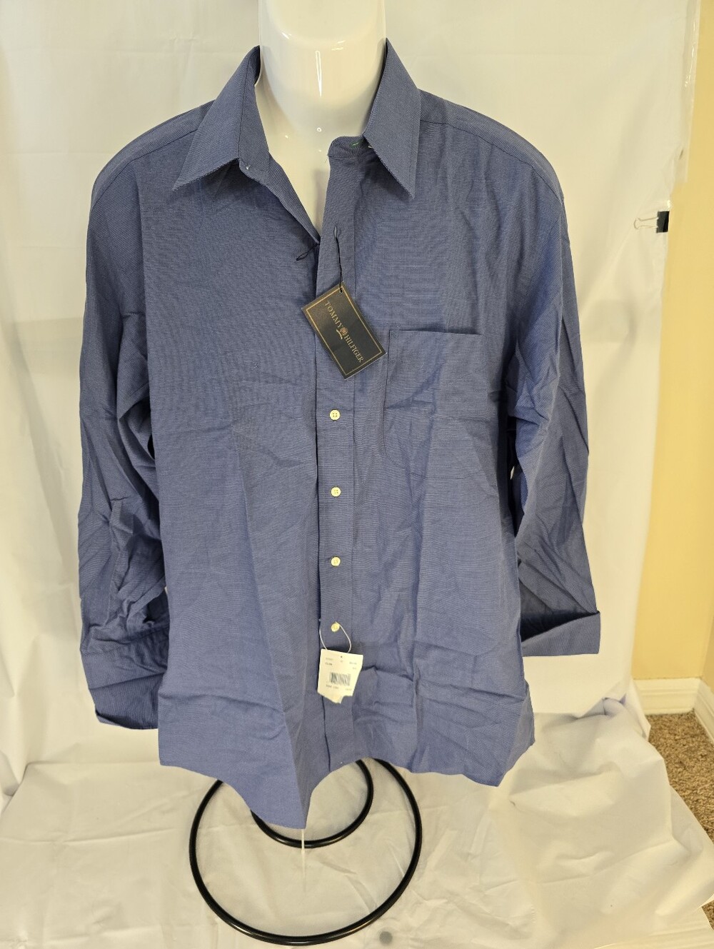 NWT Tommy Hilfiger Men's Blue Dress Shirt | Size 15.5 | 100% Cotton